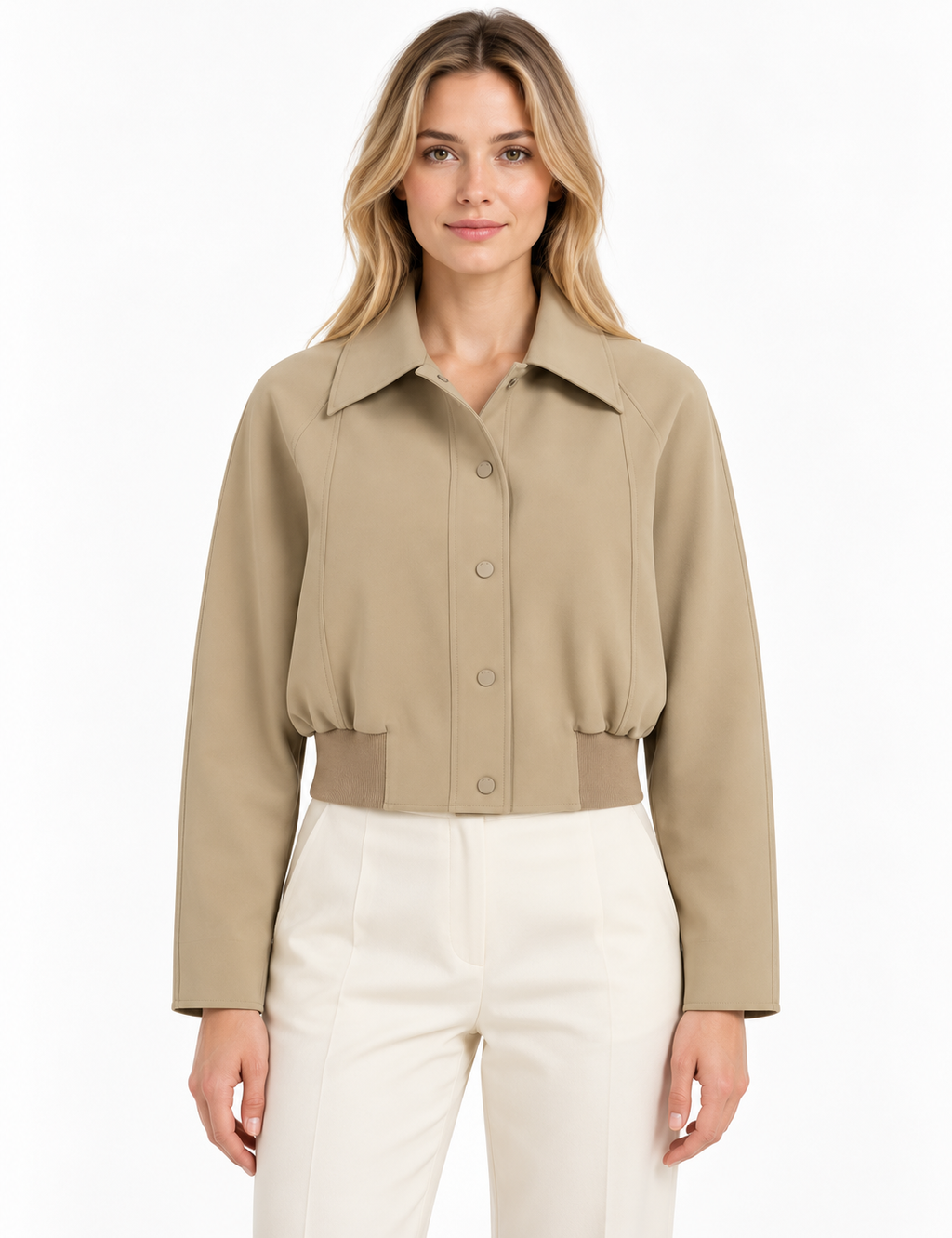 Kurze Jacke mit geripptem Saum