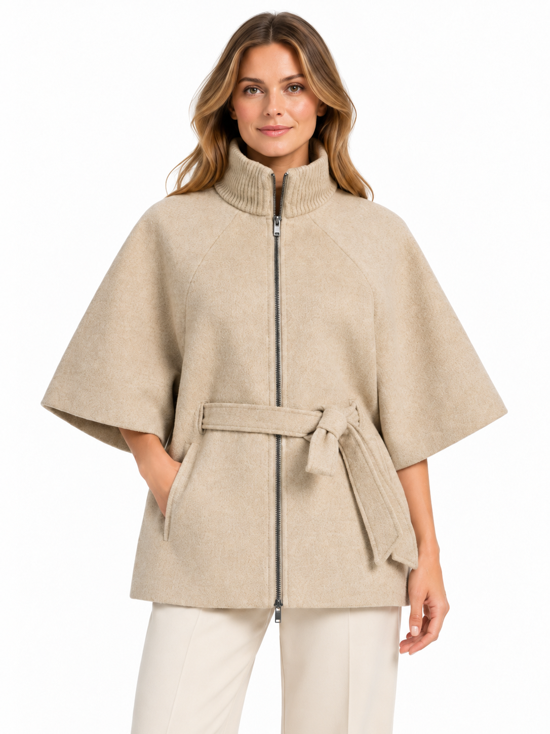 Ponchojacke mit Gürtel