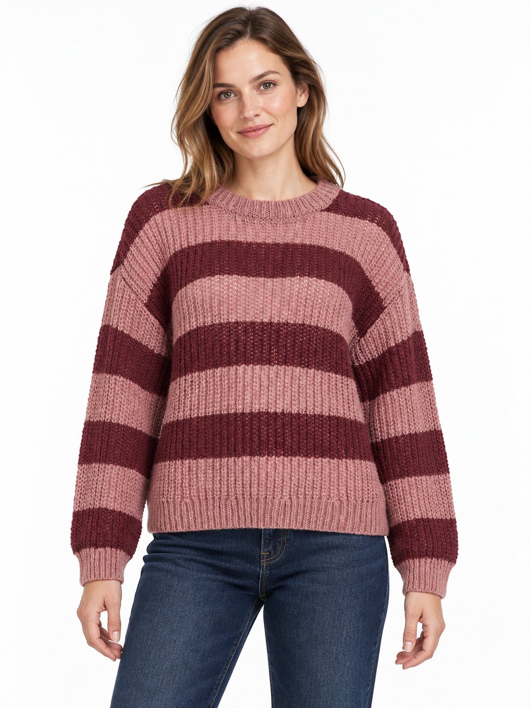 VIOMI O-NECK L/S STRIPE KNIT TOP/RR