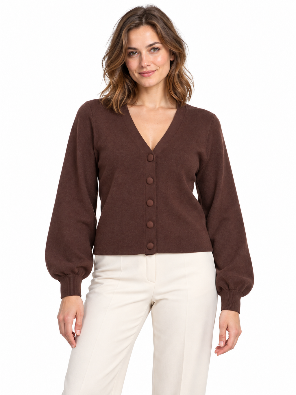 VIORA V-NECK L/S KNIT CARDIGAN/TES