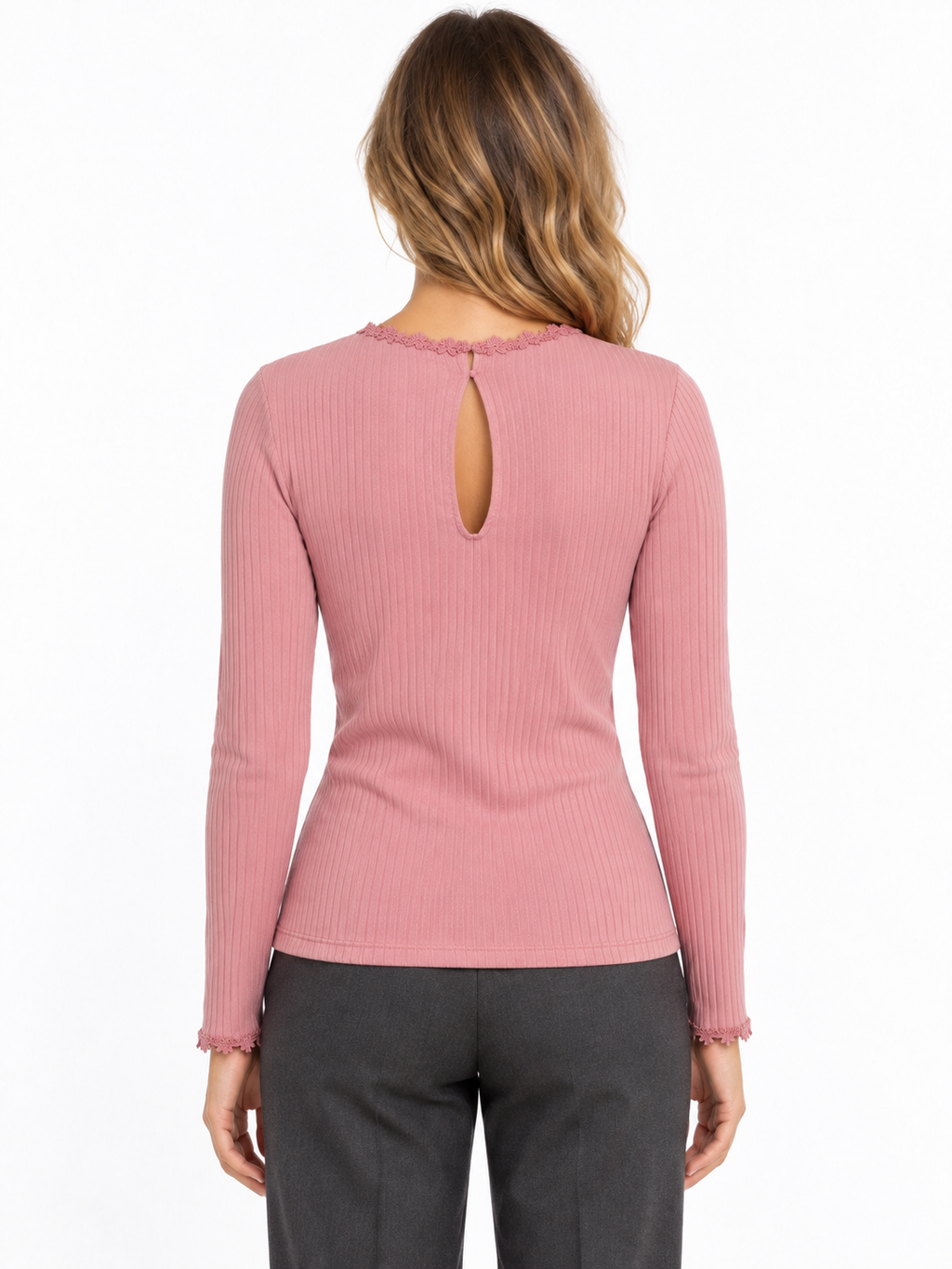 VIBABIA FLOWER O-NECK L/S TOP/LC