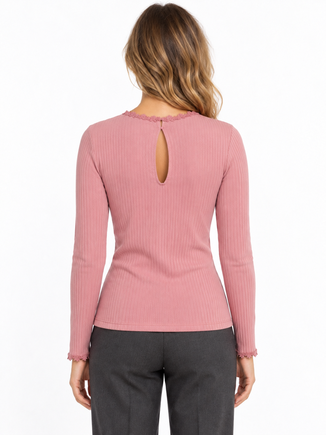 VIBABIA FLOWER O-NECK L/S TOP/LC
