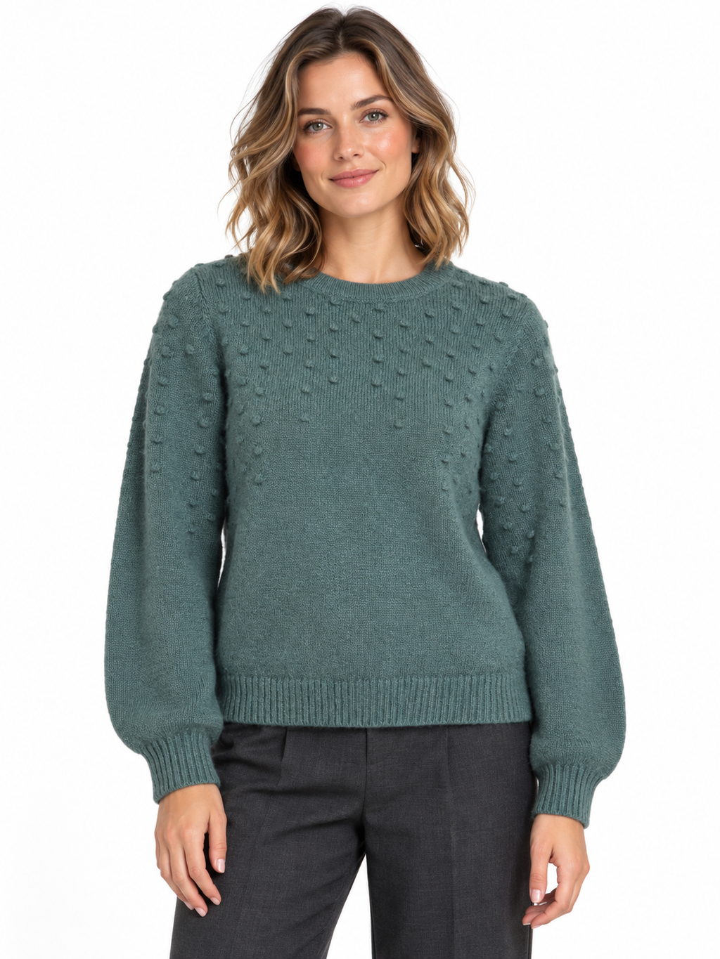 VITULI O-NECK L/S DOT KNIT TOP-NOOS