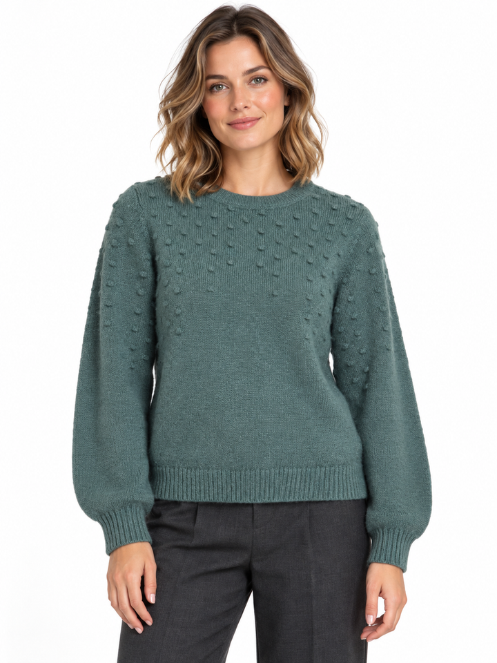VITULI O-NECK L/S DOT KNIT TOP-NOOS