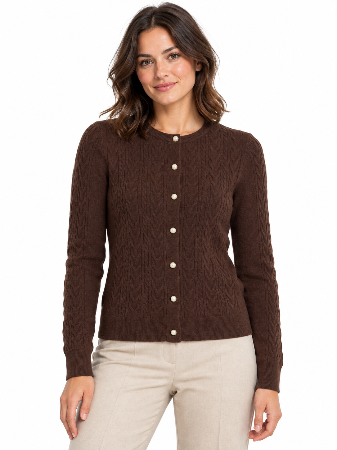 VIKERRY CABLE L/S KNIT CARDIGAN-NOO