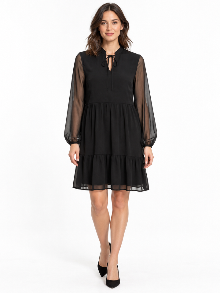 VIFALIA L/S TIE V-NECK DRESS