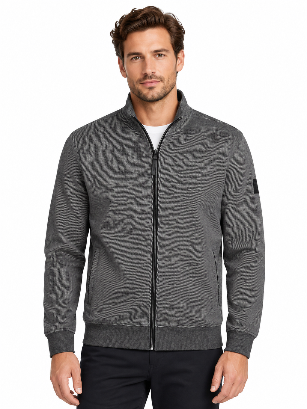 Sweatjacke mit Stehkragen und Reißverschluss