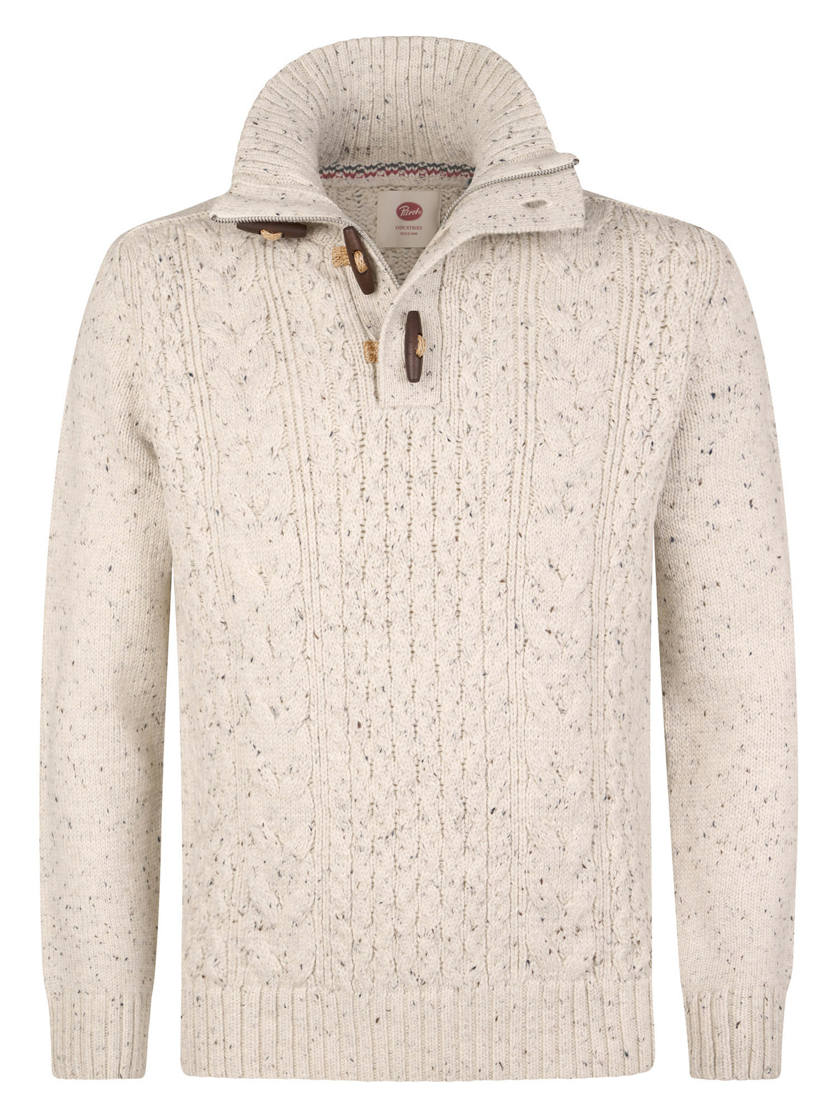 Strickpullover mit Zopfmuster und Stehkragen