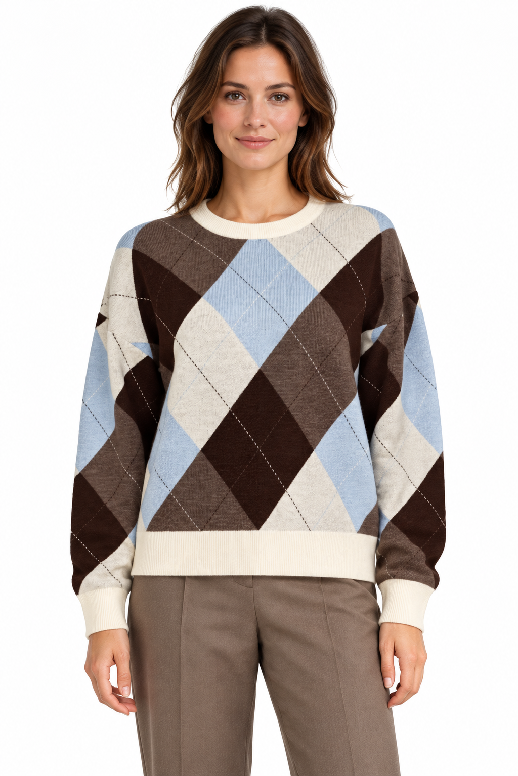 SLWTHEA LS KNIT ARGYLE O-NECK