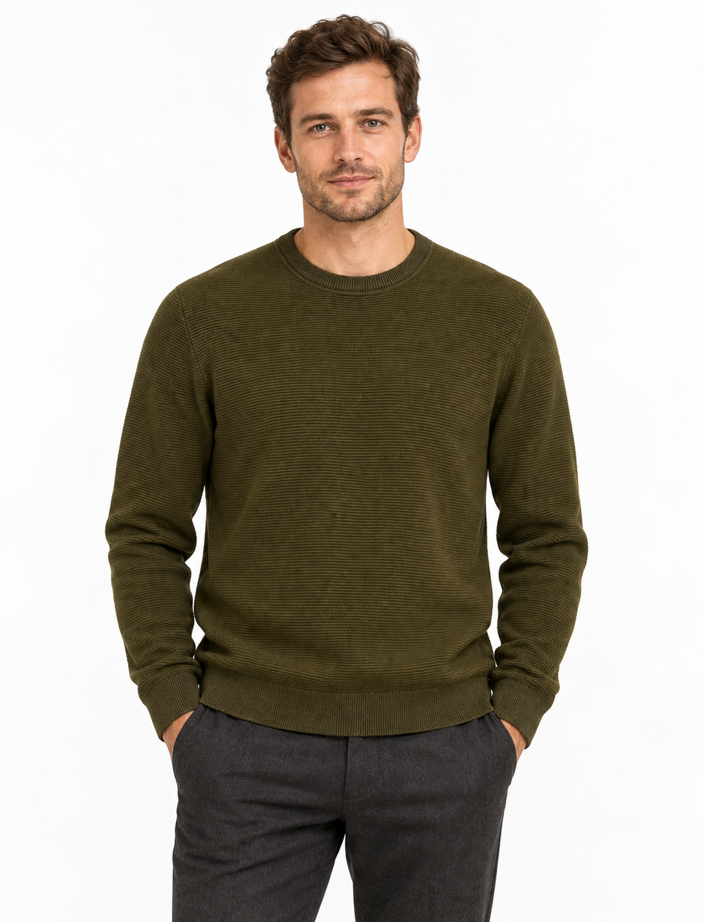 SLMROSS LS KNIT STRUCTURE CREW NECK