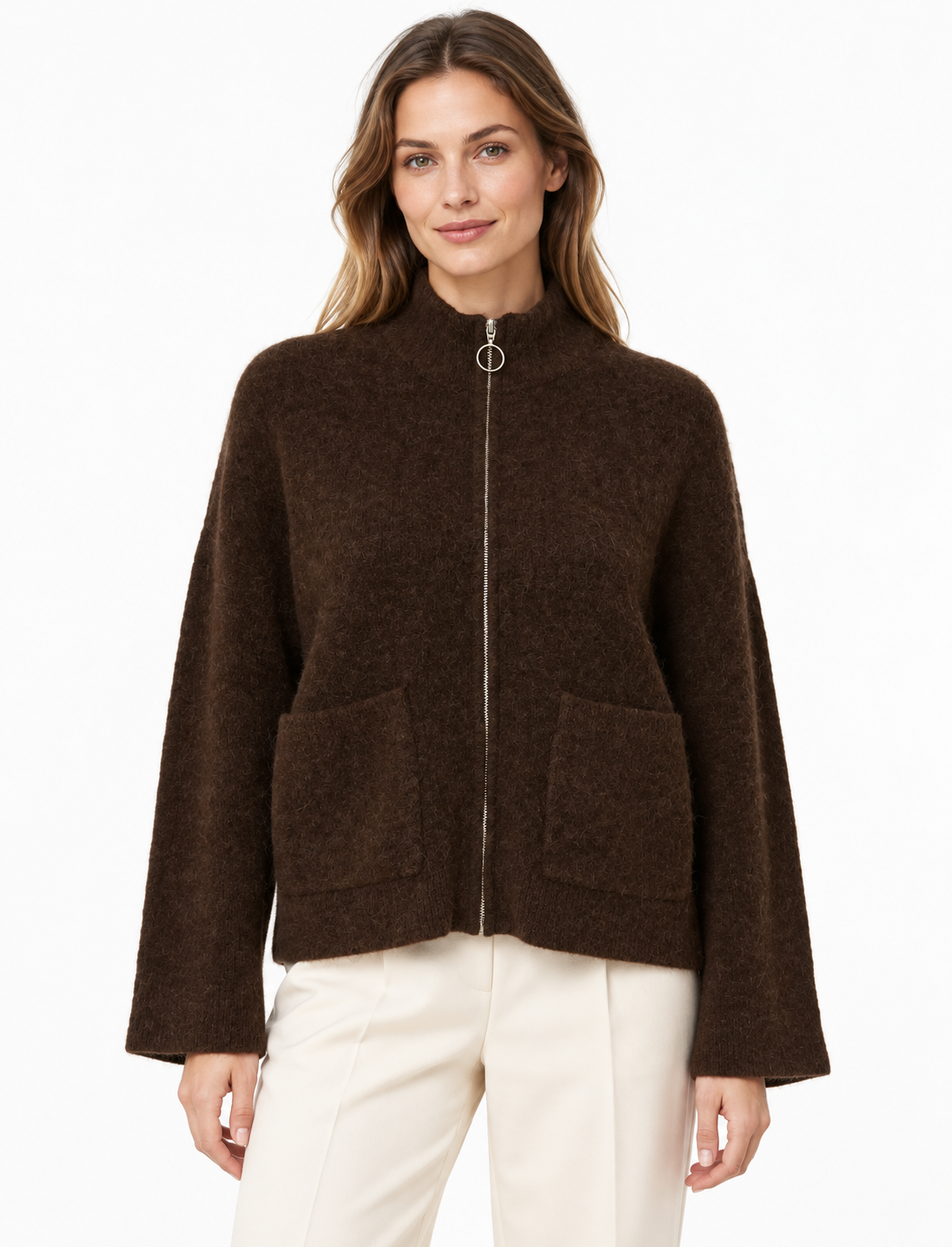 SLWSIA RAS LS KNIT ZIPPER CARDIGAN