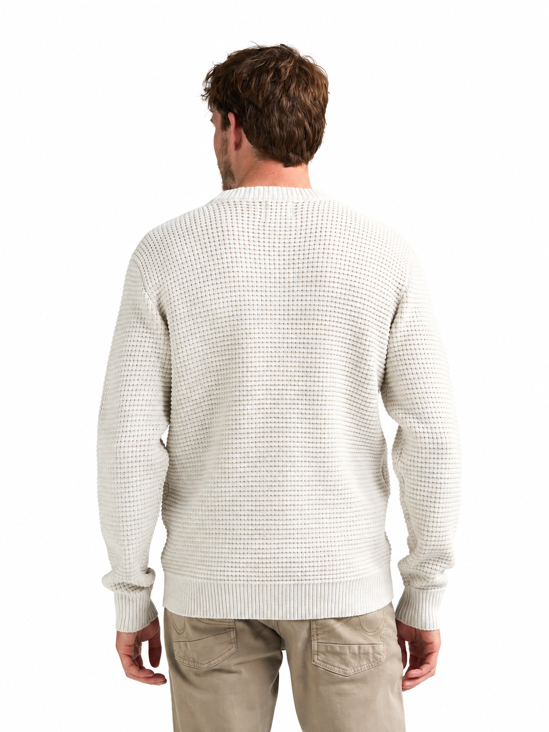 Strickpullover mit Waffelstruktur und Rundhalsausschnitt