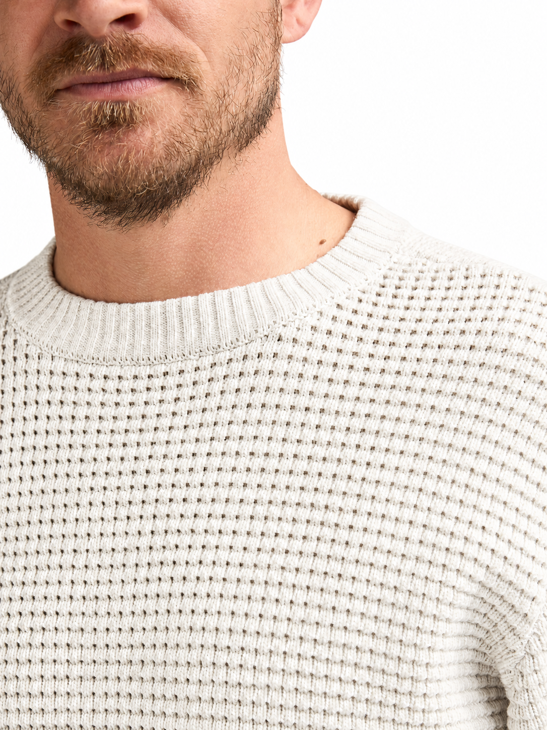 Strickpullover mit Waffelstruktur und Rundhalsausschnitt