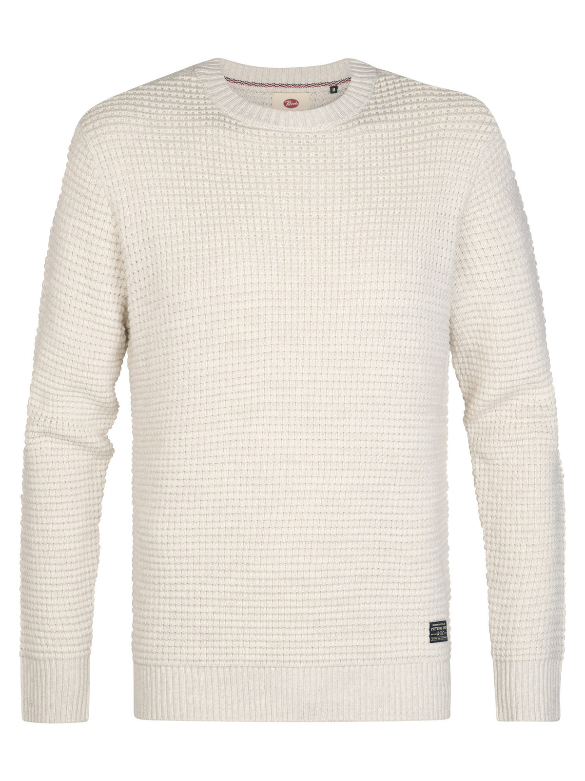 Strickpullover mit Waffelstruktur und Rundhalsausschnitt