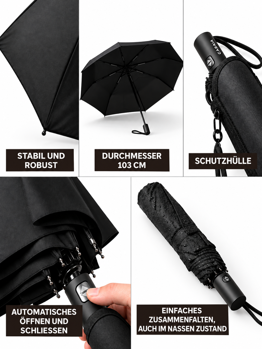 Regenschirm Edea mit Automatikfunktion und Schutzhülle